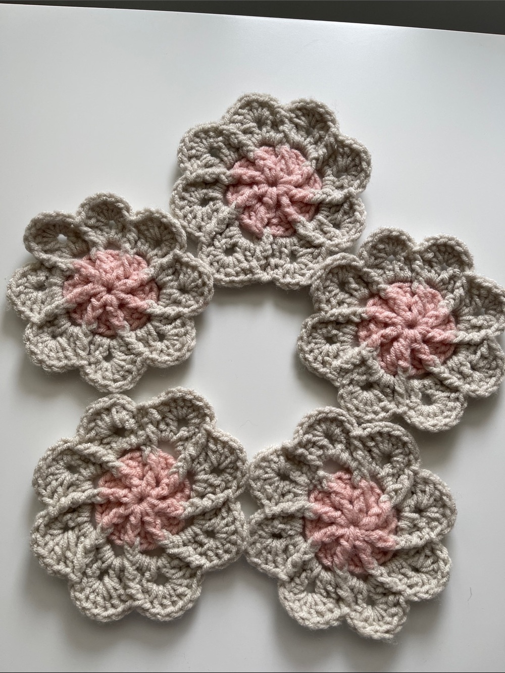 Vintage Handmade crochet flowers lot of five